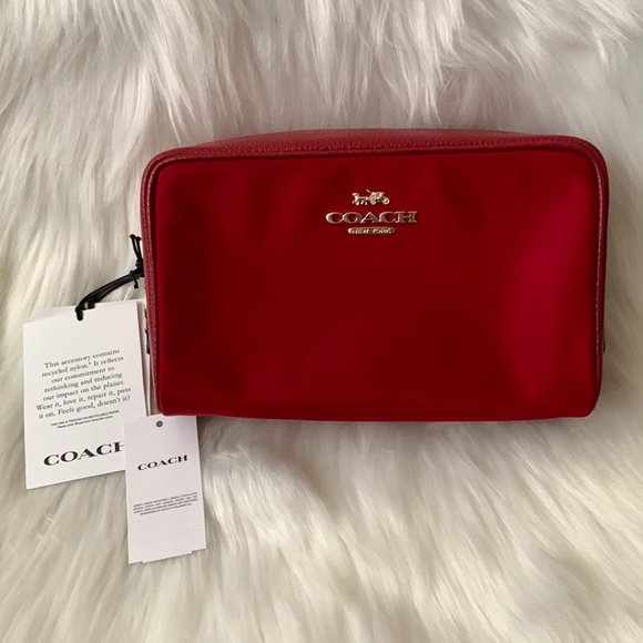 COACH Ellis Nylon Cosmetic Case in Red CLASSY! - Picture 1 of 6